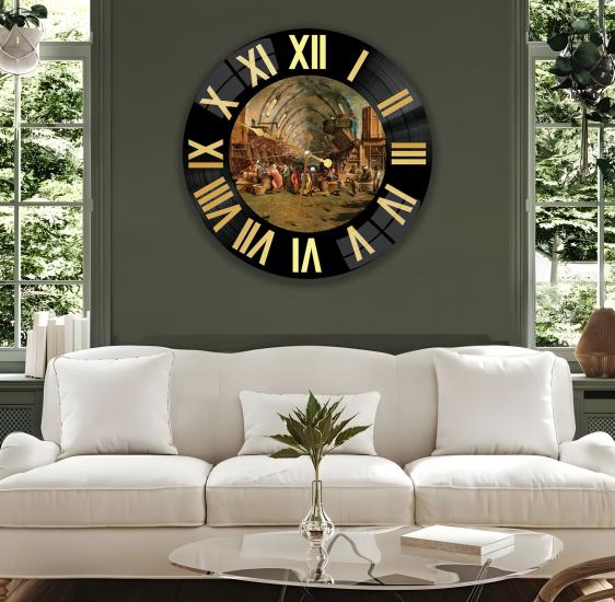 Eski Plak Cam Duvar Saati