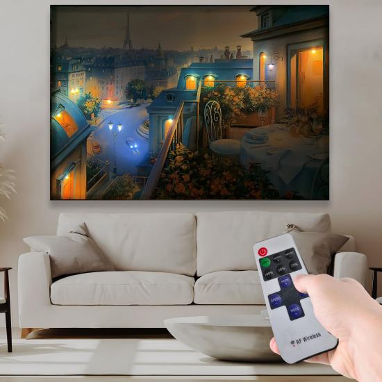 Led Işıklı Uzaktan Kumandalı Eyfel Kanvas Tablo