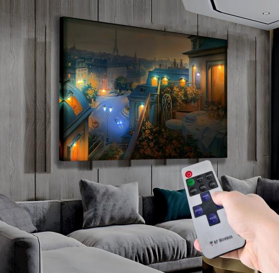 Led Işıklı Uzaktan Kumandalı Eyfel Kanvas Tablo