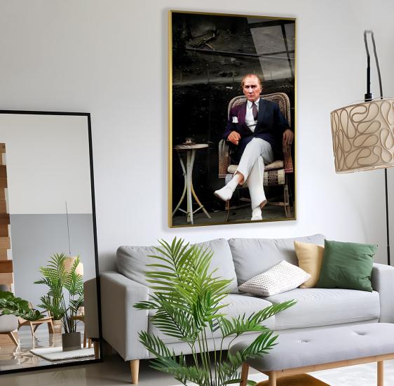 Metal Çerçeveli Atatürk Cam Tablo