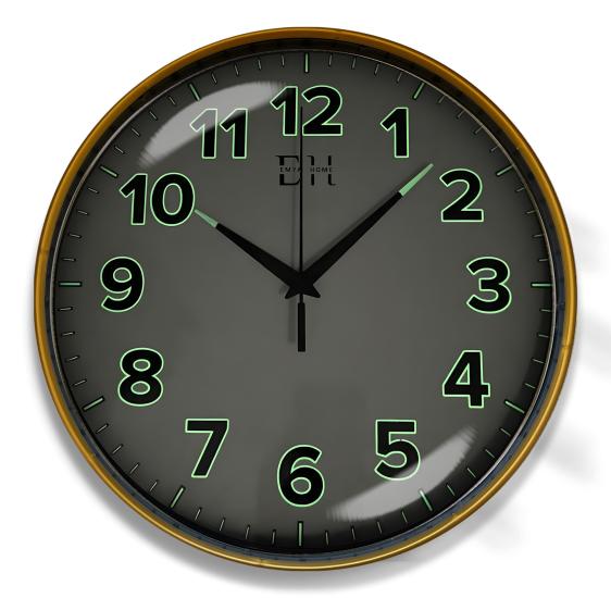 Kenar Fosforlu Duvar Saati Gold - 29 cm