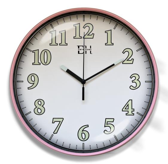 Fosforlu Duvar Saati Pembe - 29 cm