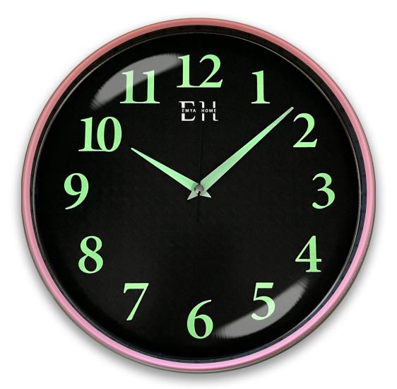 Parlayan Fosforlu Duvar Saati Pembe - 29 cm