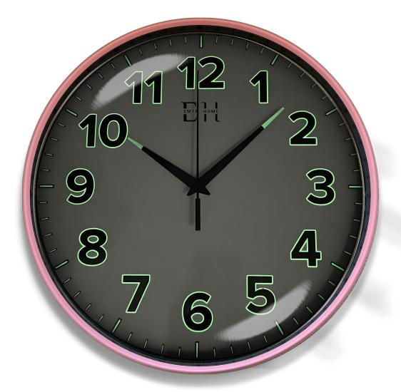 Kenar Fosforlu Duvar Saati Pembe - 29 cm