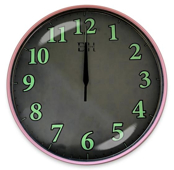 Fosforlu Duvar Saati Pembe - 29 cm