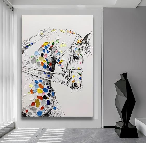 Renkli At Kanvas Tablo