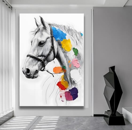 Renkli At Kanvas Tablo