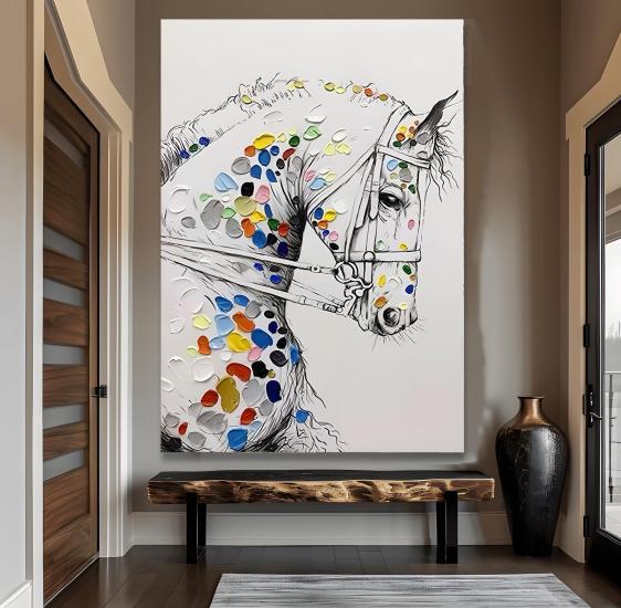 Renkli At Kanvas Tablo