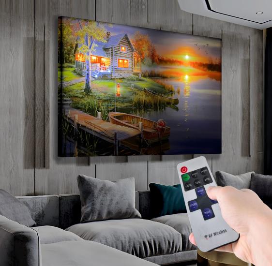 Led Işıklı Uzaktan Kumandalı Manzara Kanvas Tablo