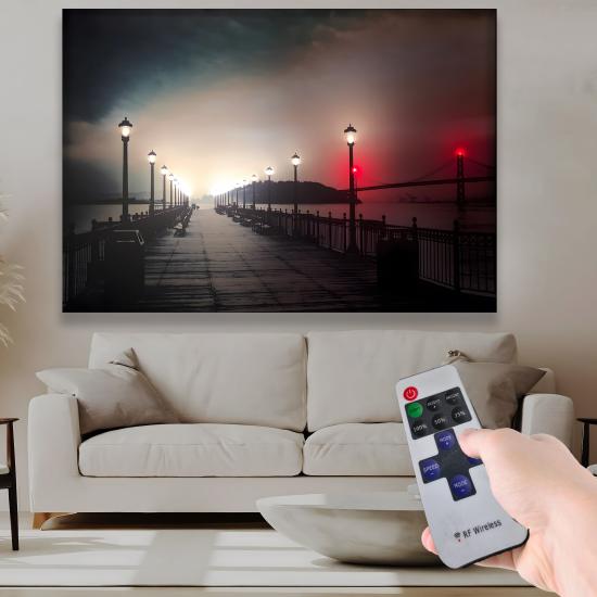 Led Işıklı Uzaktan Kumandalı İskele Kanvas Tablo