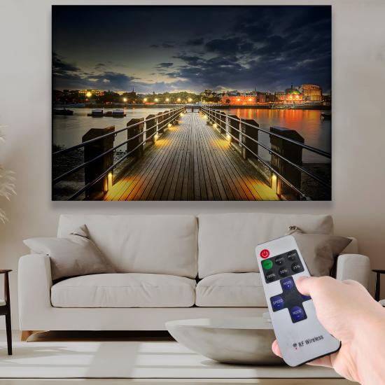 Led Işıklı Uzaktan Kumandalı Köprü Kanvas Tablo
