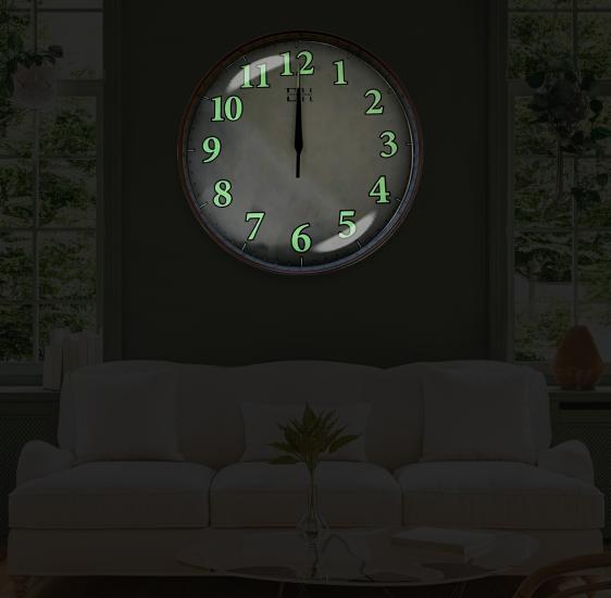 Fosforlu Duvar Saati Kahverengi - 29 cm