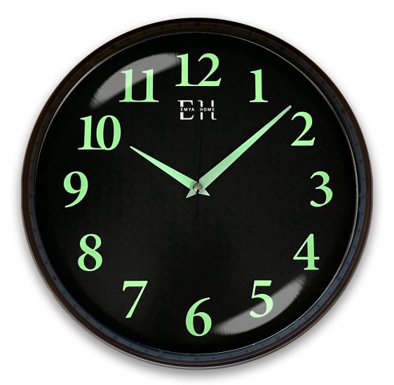 Parlayan Fosforlu Duvar Saati Kahverengi - 29 cm