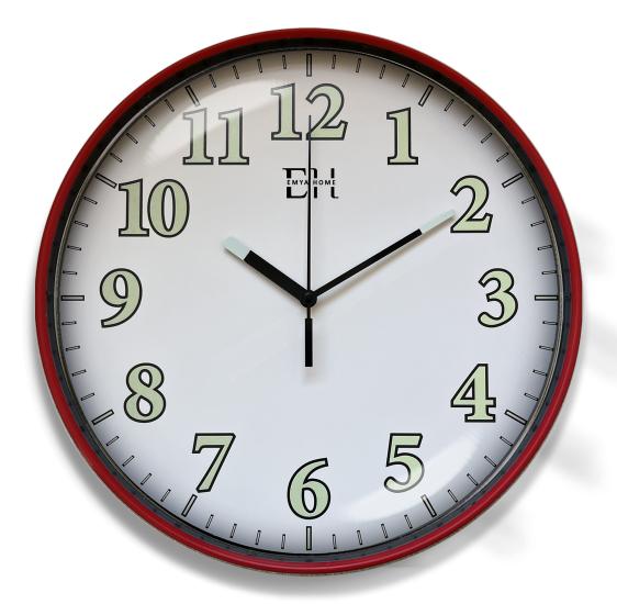 Fosforlu Duvar Saati Kırmızı - 29 cm