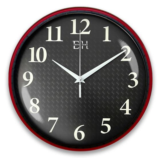 Parlayan Fosforlu Duvar Saati Kırmızı - 29 cm