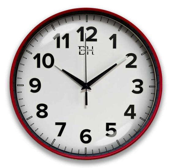 Kenar Fosforlu Duvar Saati Kırmızı - 29 cm