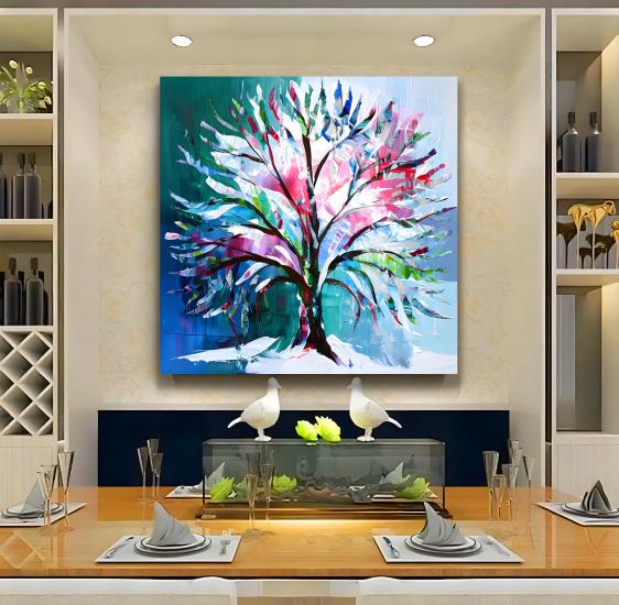 Renkli Ağaç Kanvas Tablo