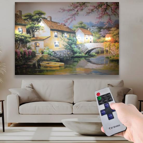 Led Işıklı Uzaktan Kumandalı Manzara Kanvas Tablo