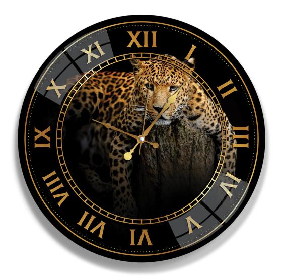 Leopar Cam Duvar Saati