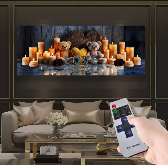 Led Işıklı Uzaktan Kumandalı Mumlar Kanvas Tablo