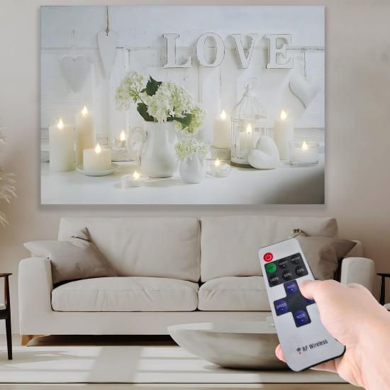 Led Işıklı Uzaktan Kumandalı Love Kanvas Tablo