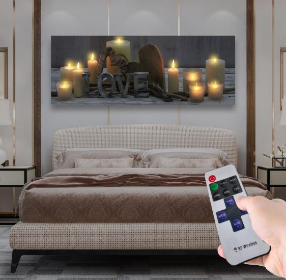 Led Işıklı Uzaktan Kumandalı Mumlar Kanvas Tablo