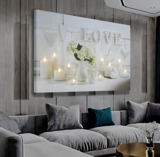 Led Işıklı Uzaktan Kumandalı Love Kanvas Tablo
