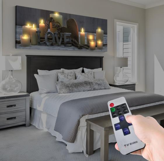 Led Işıklı Uzaktan Kumandalı Mumlar Kanvas Tablo