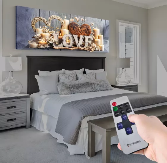 Led Işıklı Uzaktan Kumandalı Mumlar Kanvas Tablo