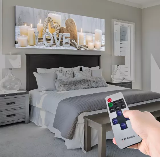Led Işıklı Uzaktan Kumandalı Mumlar Kanvas Tablo