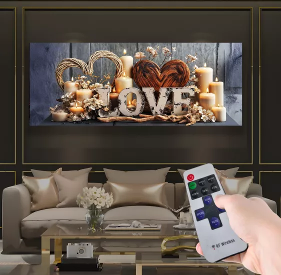 Led Işıklı Uzaktan Kumandalı Mumlar Kanvas Tablo