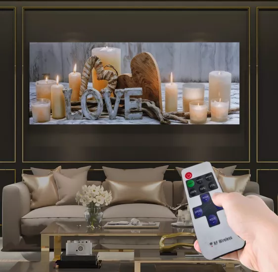 Led Işıklı Uzaktan Kumandalı Mumlar Kanvas Tablo