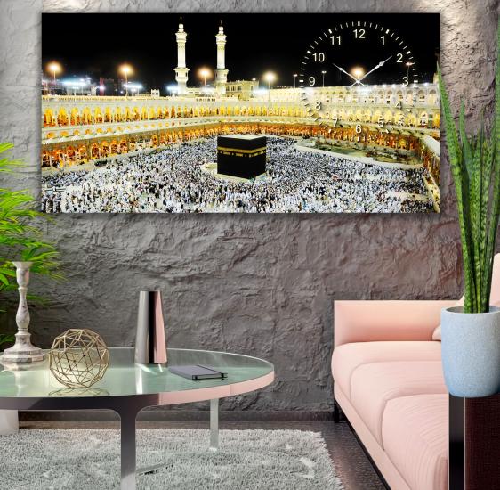 Saatli Kabe Panoramik Kanvas Tablo