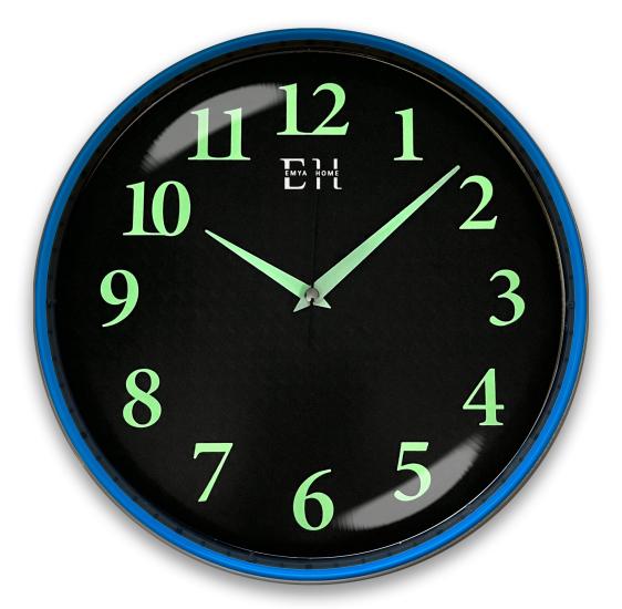 Parlayan Fosforlu Duvar Saati Mavi - 29 cm