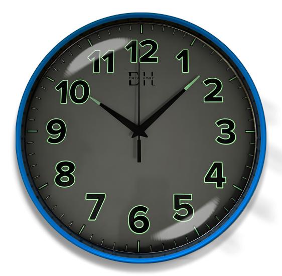 Kenar Fosforlu Duvar Saati Mavi - 29 cm