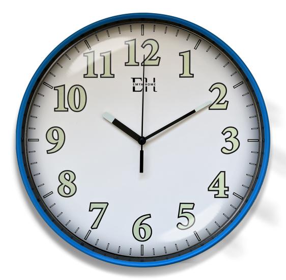 Fosforlu Duvar Saati Mavi - 29 cm