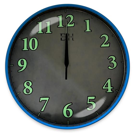 Fosforlu Duvar Saati Mavi - 29 cm