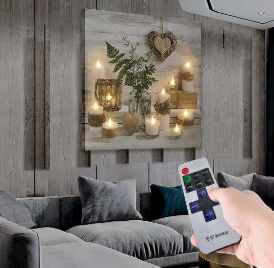 Led Işıklı Uzaktan Kumandalı Mumlar Kanvas Tablo