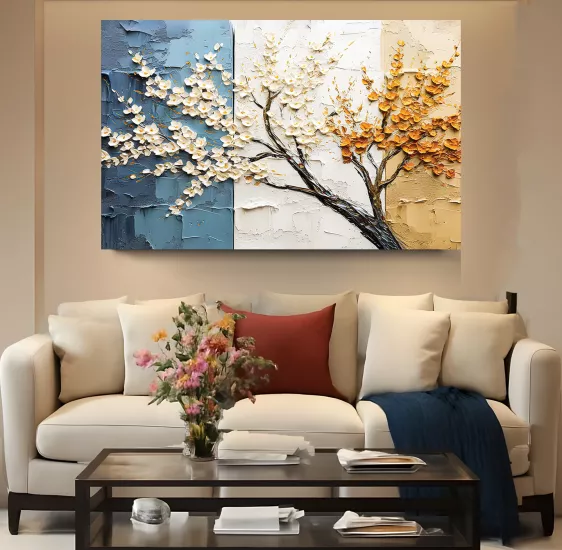 Üçlü Ağaç Cam Tablo