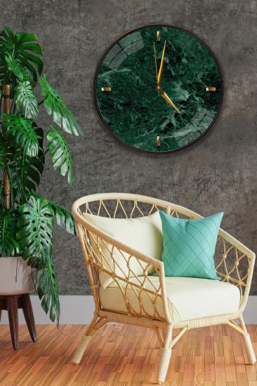 Yeşil Mermer Duvar Saati - 29 cm