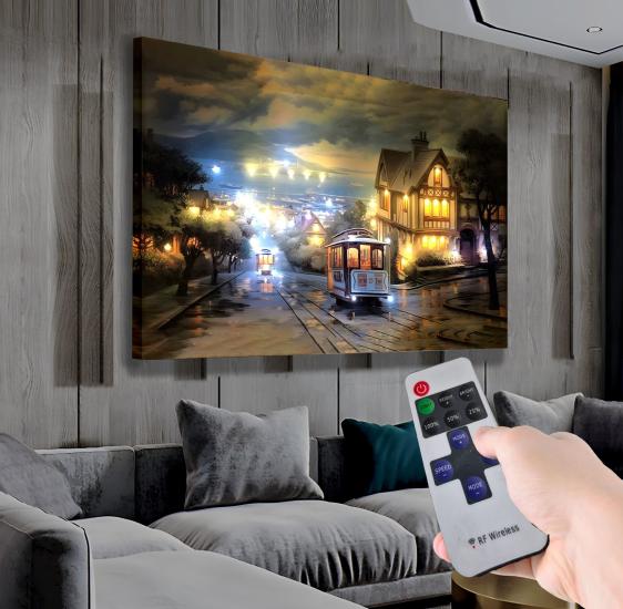 Led Işıklı Uzaktan Kumandalı Manzara Kanvas Tablo
