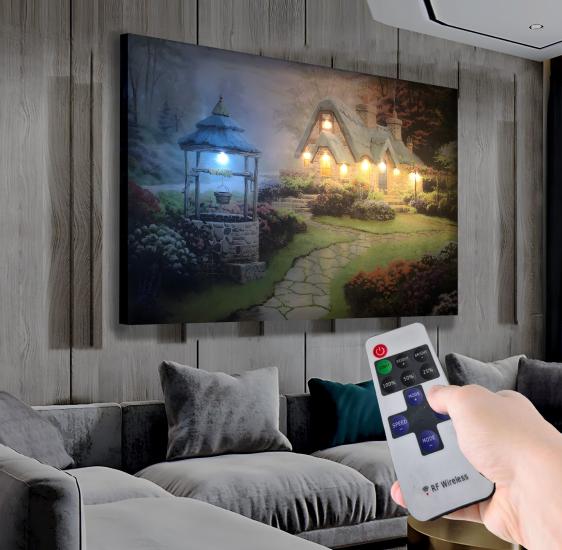 Ledli Uzaktan Kumandalı Dağ Evi Kanvas Tablo