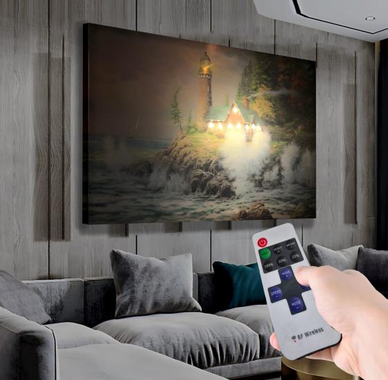 Ledli Uzaktan Kumandalı Deniz Feneri Kanvas Tablo