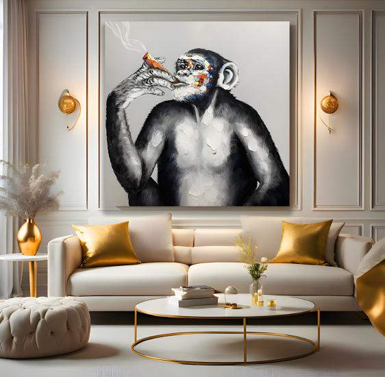 Şempaze Kanvas Tablo