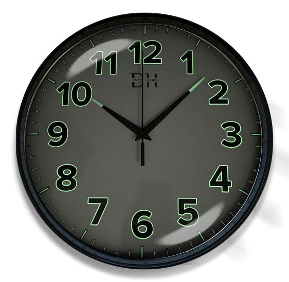 Kenar Fosforlu Duvar Saati Siyah - 29 cm