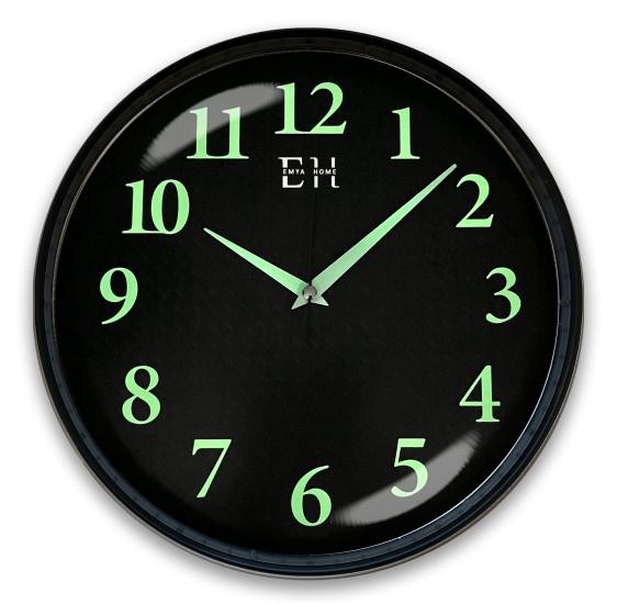Parlayan Fosforlu Duvar Saati Siyah - 29 cm