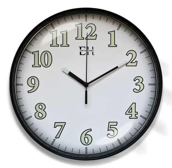 Fosforlu Duvar Saati Siyah - 29 cm
