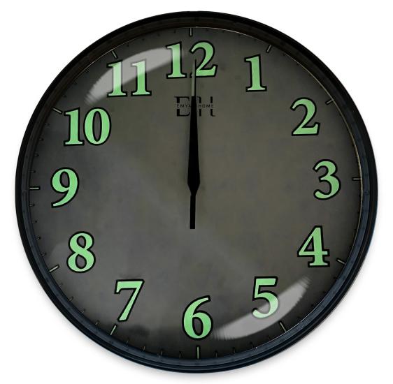 Fosforlu Duvar Saati Siyah - 29 cm