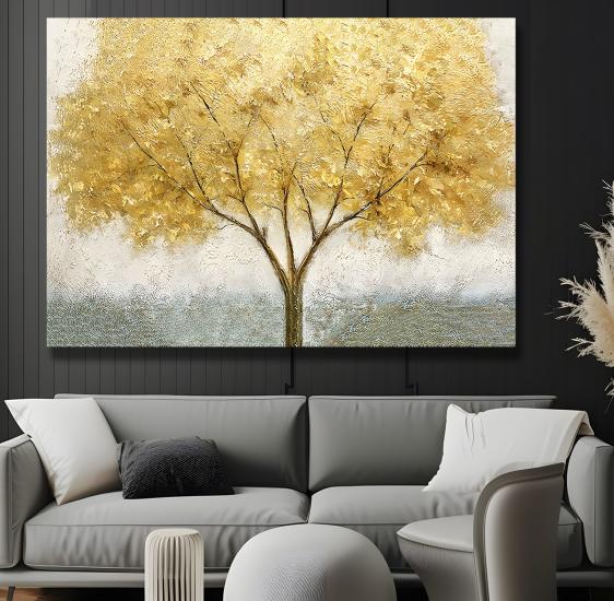 Gold Ağaç Kanvas Tablo