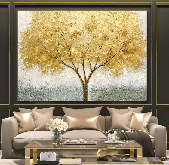 Gold Ağaç Kanvas Tablo